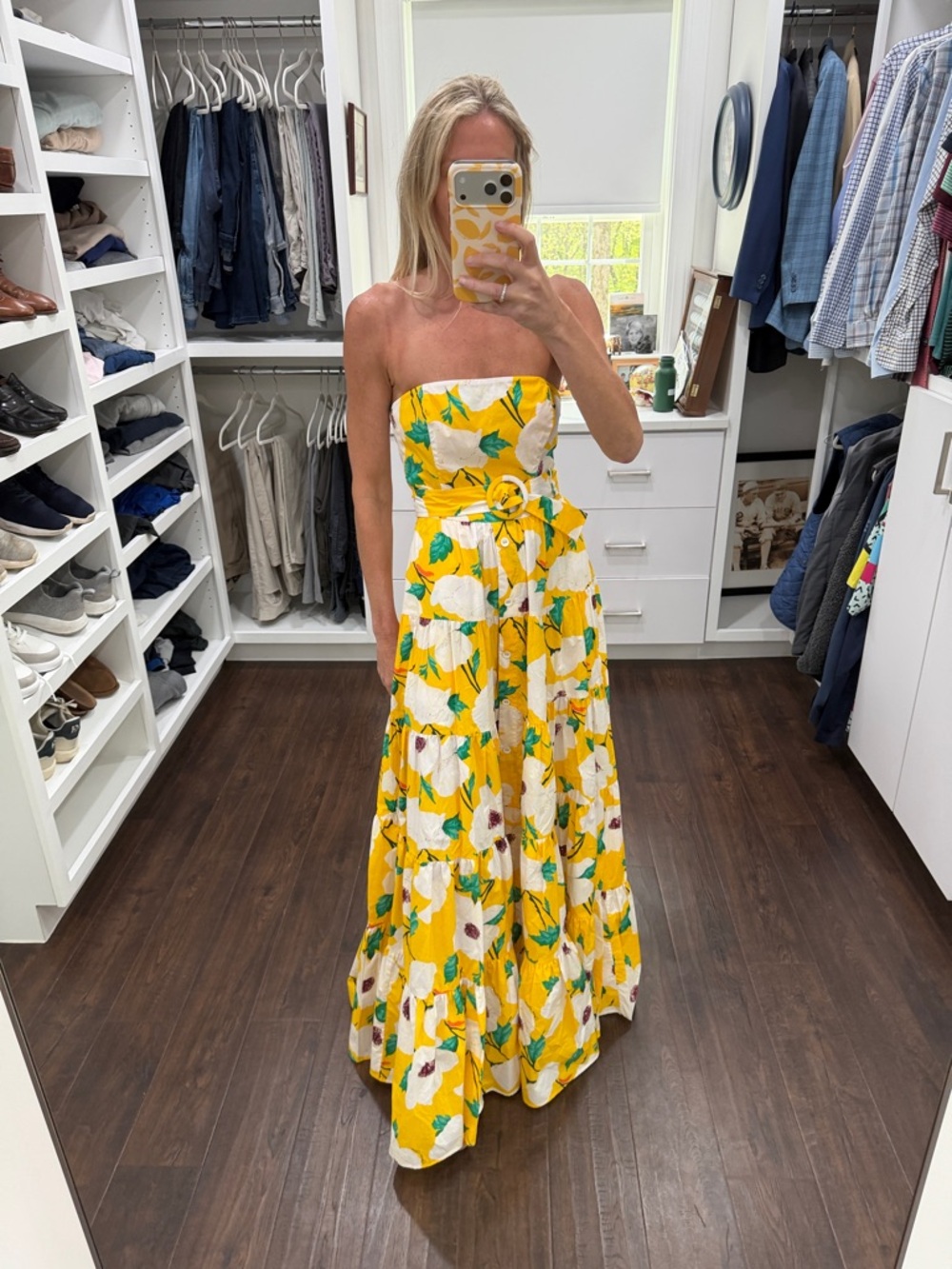 Cara Cara Strapless Yellow Floral Maxi Dress with Belt 4